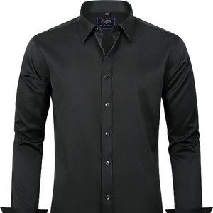 J.VER Men's Dress Shirts Solid Long Sleeve Stretch Wrinkle-Free Formal Shirt L